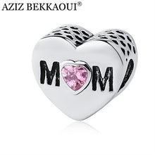 MOM Charms Fit Pandora Bracelet Unique Diy Love Heart Shape Beads Within Pu