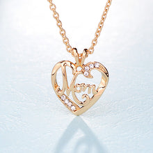 Female charm Heart MOM letters Rhinestone Pendant Necklace For Women and Mo