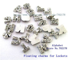 lowest price ! 26pcs zinc alloy and rhinestone floating letters charms 5 8m