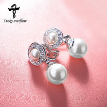 AAA Cubic Zirconia Women Clip Earrings Gold Pearl Jewelry Clip Earrings wit