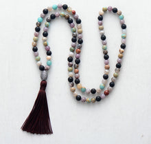 High End 8MM Lava Rock Natural Stone With Micro Cubic Ziconia Tassel Neckla