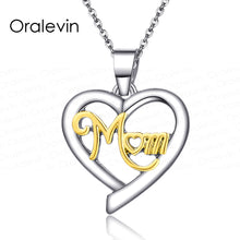 Two Tone Mother Child Heart Love Pendant Necklace Gift for Mom 18", 20Pcs/L