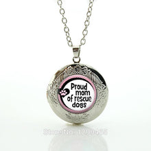 Dog Rescue Necklace Glass mandala flower Art Picture love mom Pendant Fanta