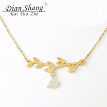2017 Bird jewellery Stainless Steel Chain Good Luck Charm Branch With Sparr