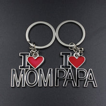 Bespmosp Vintage I Love MOM PAPA Red Heart Keyrings Keychain Family Party F