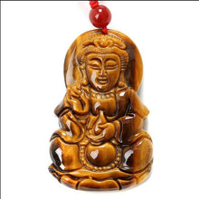 Fine Carving Natural Chinese Yellow Tiger eye Stone Buddha Pendant Lucky A