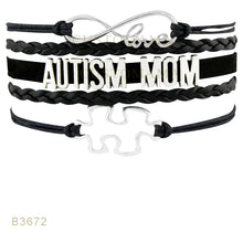 (10 PCS/lot) Custom  Infinity Love Autism Mom Puzzle Charm Bracelets For Wo
