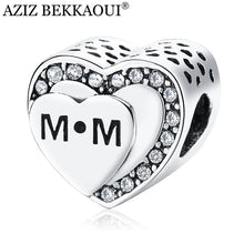 AZIZ BEKKAOUI Crystal Double Heart Love Mom Beads Fit Pandora Bracelet Big