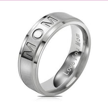 Gaxybb 'LOVE YOU MOM' Titanium Carving Ring Women's Ring Mother's Day Gift