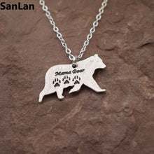 Fashion mama bear necklace with paw  bear Nature jewelry mothers day gift