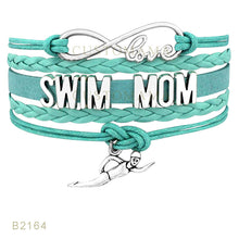 (10 PCS/Lot) Infinity Love Swim Mom Swimming Charm Bracelets For Women  Jew