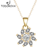 Todorova New Flower Pendant Necklaces for Women Luxury Full Zircon Choker C