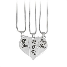 3pcs/set Hand Stamped "little Sis Mom Big Sis" Broken Heart Shaped Pendant