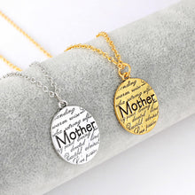 Hot Mother's Day Gift Pendant Necklace Engraved "Mother" Necklace Oval Shap