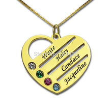 Personalized Family Necklace Gold Color Mom Necklace with Kids Names Engrav