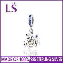 LS Teddy Bear Mom Dangle Charms 100% 925 Sterling Silver Charm Beads Fit Eu