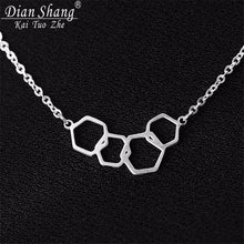 DIANSHANGKAITUOZHE Stainless Steel Honeycomb Pendant Metal Necklace Women S