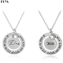 Round Inlay Crystal Pendent Father Mother's Day Necklaces For Women Men I U