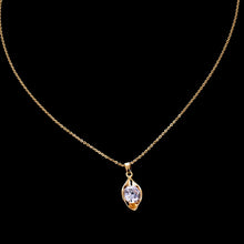 Water Drop Leaves Crystal Pendants & AAA Cubic Zirconia Necklaces Link Chai
