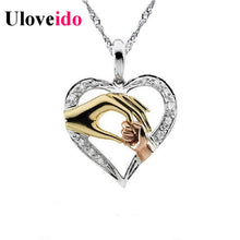 Bijouterie Silver Hand for Mom and Baby Heart Pendants Pingente Necklaces &