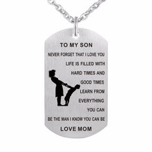 ZMZY Mom to Son Dog Tag I Love You 316L Stainless Steel Chain Pendants Cust