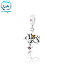 925 Sterling Silver Letter Mom Charms Mother Day Gifts Jewelry Bracelets &