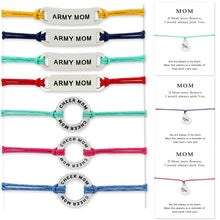 (10 pcs/lot) Silver Army Cheer Mom Heart Charm Bracelets for Women Adjustab