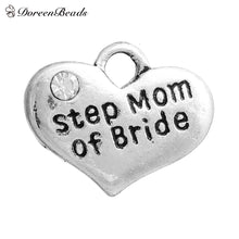 DoreenBeads Alloy Charms Heart silver color Message " Step Mom Of Bride " C