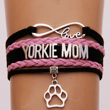 Drop Shipping Infinity Love Yorkie Mom Bracelet Handmade Dog Paw Charm Dog