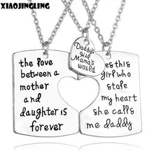 XIAOJINGLING 3Pcs Father Mother Daughter Necklace Love Between Mother&Daugh