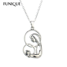 FUNIQUE Silver Tone Mother Daughter Necklace Silver Charm Mom Necklaces & P