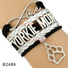(10 PCS/lot) High Quality Infinity Love Black Pink Silver Yorkie Mom Bracel
