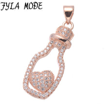 Fyla Mode Luxury Cubic Zirconia Charms Heart Necklace Pendant Micro Pave Zi