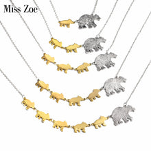 Miss Zoe Mama Bear and Cub Animal Pendant Necklace Gold Silver Mother Kids