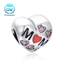 I Love MoM Pinky Stone around Bead  fit Essence Charms 925 sterling silver
