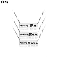 Simple Mama Wolf Pendent Animal Necklaces For Women&Children Silver Mothers