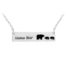 Summer Mama Bear Tag Engraved Animal Pendant Necklace Gold Silver Mother Ki