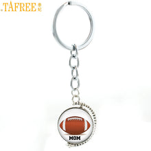 TAFREE vintage rugby mom pendant keychain double sides rotatable love ameri