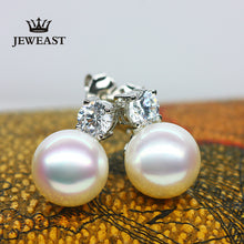 18k Pure Gold Japan Akoya Pearl Earring Seawater Pearls Solid 8mm Beads Rou