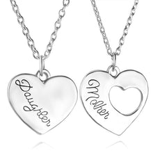 2 Pcs Family Jewelry Heart Couple Pendant Necklaces Danghter Mother Love Ne