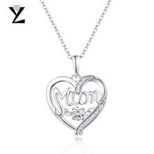 YL Heart Shaped 925 Sterling Silver Initial Necklaces Pendant Best Gift for