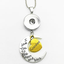 NC992 MOM Grandma daughter  sister love  moon snap button necklace  pendant