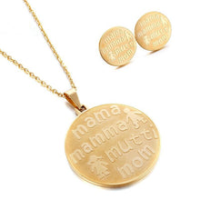 Mother's Day gift letter mama mom round pendant necklace and stud earrings