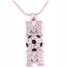 Hot Sale Vertical Black Enameled Alloy Clear Crystal Soccer Mom Pendant Nec