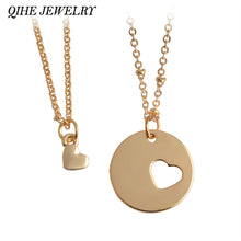 QIHE JEWELRY 2pcs/set Gold Silver Color Heart Cutout Mom Daughter Necklace
