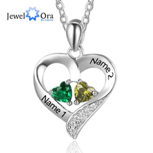 Personalized 925 Sterling Silver 2 Birthstone Necklace Pendants Engraved He