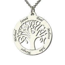 Wholesale Family Tree Necklace Engraved Circle Name Necklace Sterling Silve