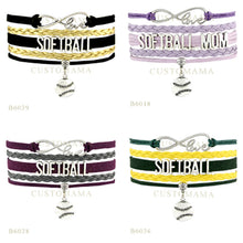 (10 PCS/lot) Custom Infinity Love Softball Mom Softballl Charm Bracelets  G