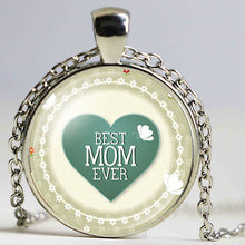 Fashion Silver Plated Love Mom Heart Glass Long Necklace Women Daughter Bir