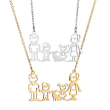 Stainless Steel Gold Family Necklace Pendant Boy Girl Pet Mom Dad Necklace